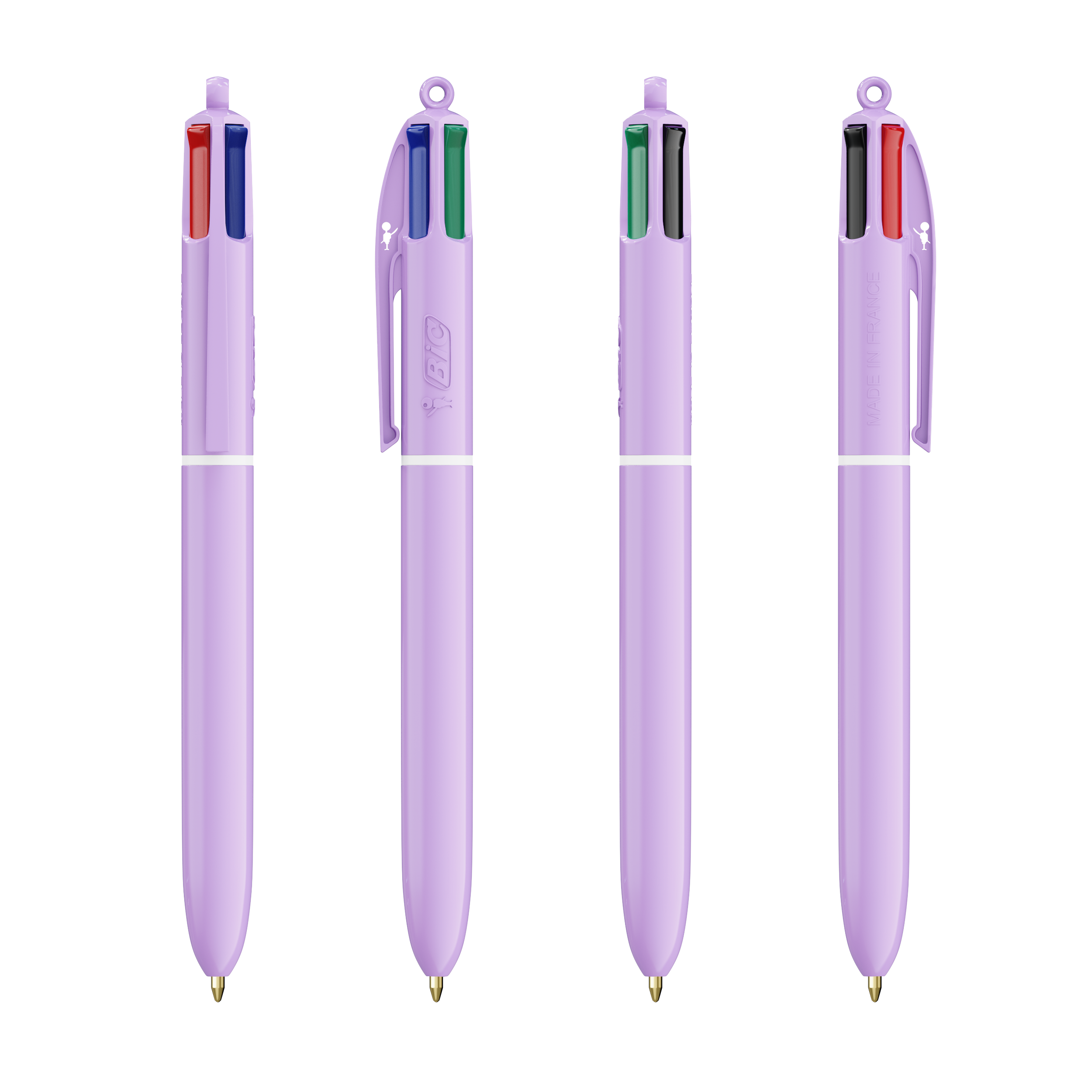 Stylo BIC® publicitaire 4 Couleurs® Pastel avec Lanyard Couleur Violet Pastel